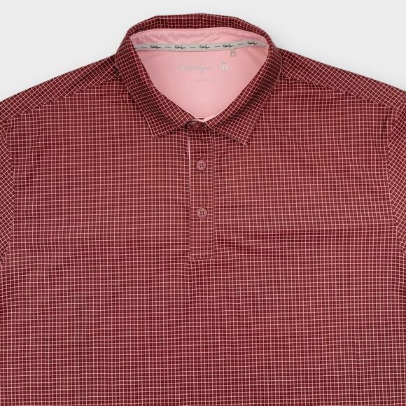Walter Hagen Golf Polo Shirt Mens Large Micro Check Performance Stretch Preppy - Picture 2 of 15